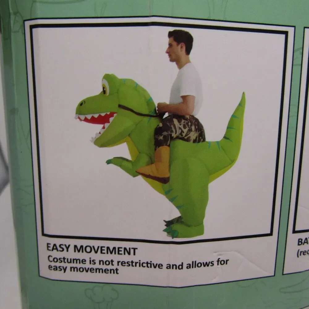 COMIN INC Inflatable Green Dinosaur Ride-On Costume T-Rex Unisex Adult & Teen